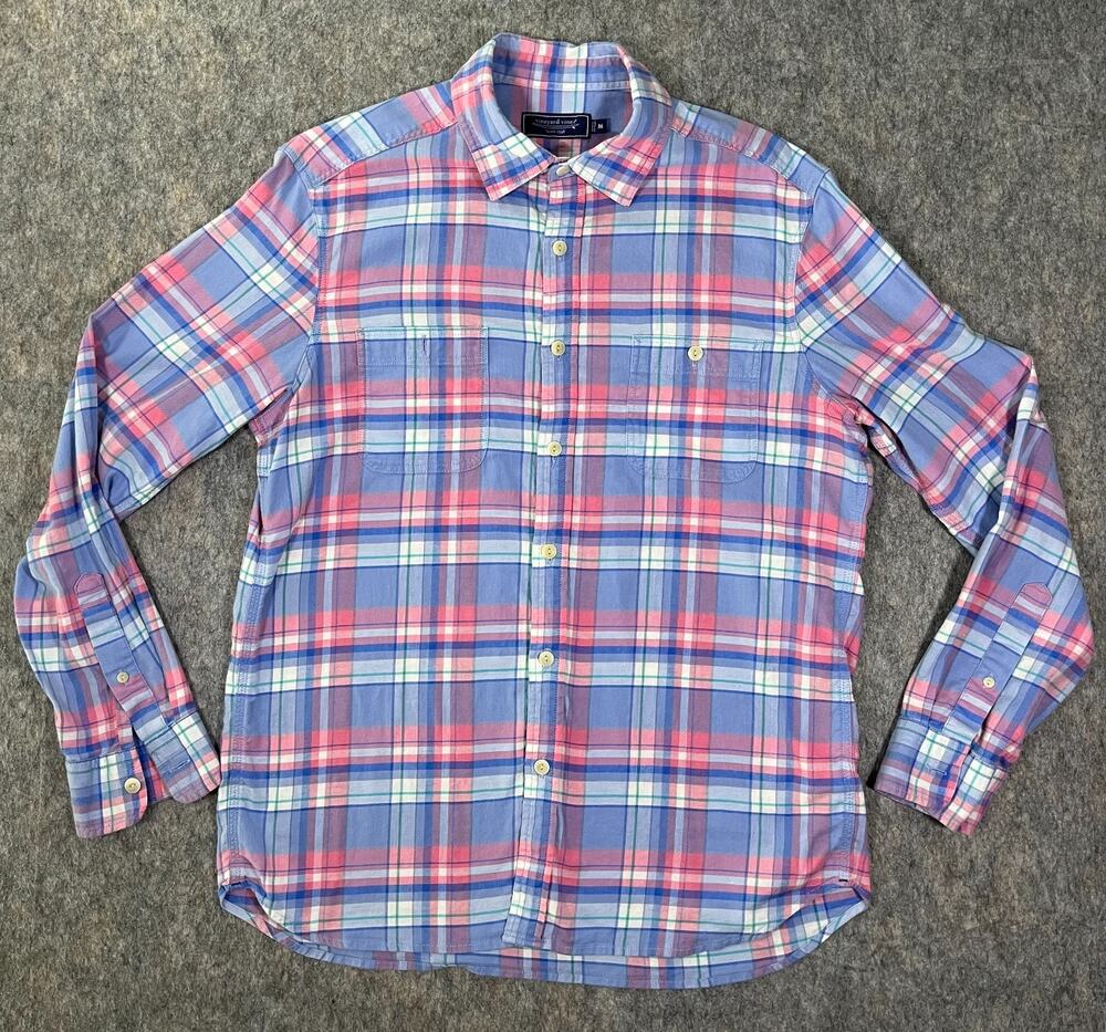 Vineyard Vines Plaid Button Down Shirt /  Men Medium / Blue Pink 1W011306 Slim